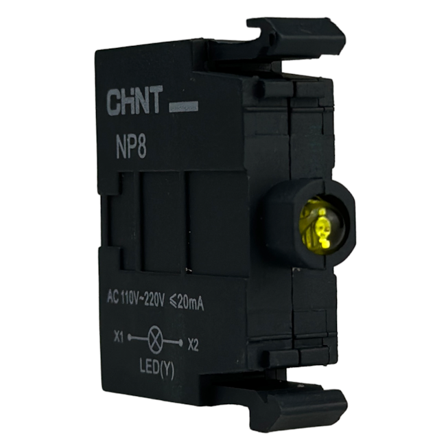 Bloco de Lâmpada LED Amarelo Chint NP8 LB YEL 110-230VAC/DC Bloco de Lâmpada LED Amarelo Chint NP8 LB YEL 110-230VAC/DC