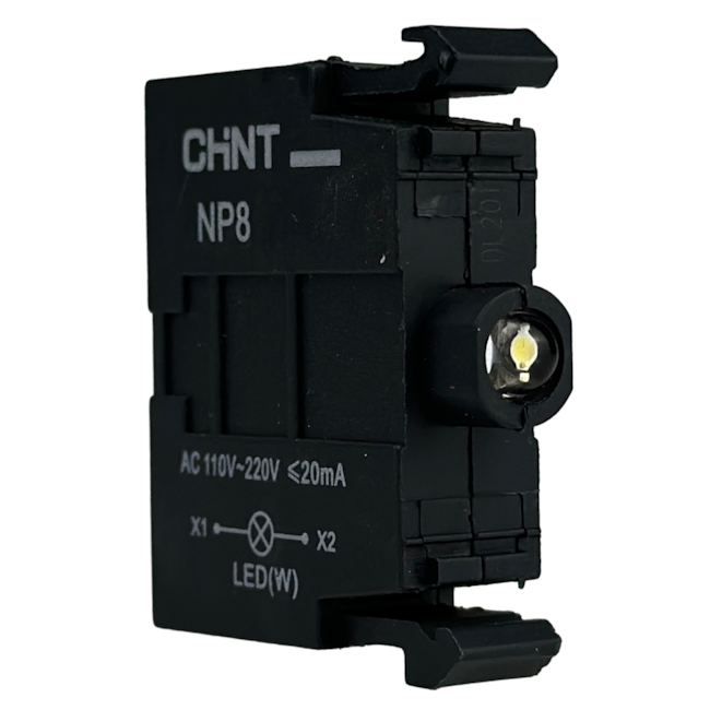 Bloco de Lâmpada LED Branco Chint NP8 LB WHT 110-220VAC/DC