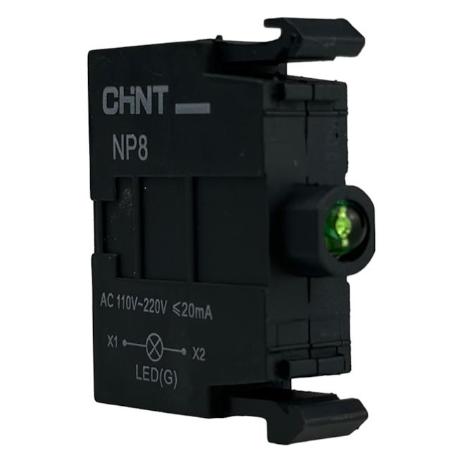 Bloco de Lâmpada LED Verde Chint NP8 LB GRN 110-220VAC/DC Bloco de Lâmpada LED Verde Chint NP8 LB GRN 110-220VAC/DC