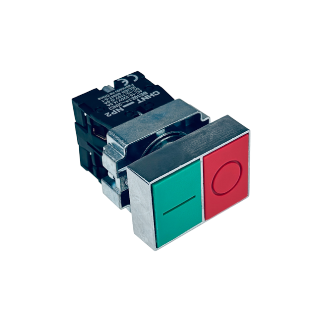 Botão Duplo de Impulso Chint NP2-BL8325 1NA+1NF Base Metalica