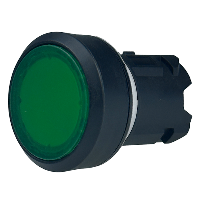 Cabecote Botao Impulso Verde 22mm Iluminado - Base Plastica