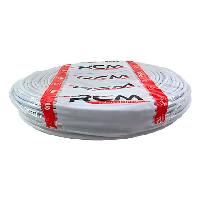 Cabo Flexível 2,5mm² Branco Rolo 100m 750V 70°C PVC RCM