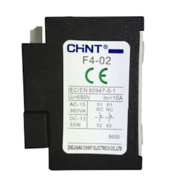 Contato Auxiliar Chint F4-02 2NF 10A 690V para NC1 NC2 NC8 Contato Auxiliar Chint F4-02 2NF 10A 690V para NC1 NC2 NC8