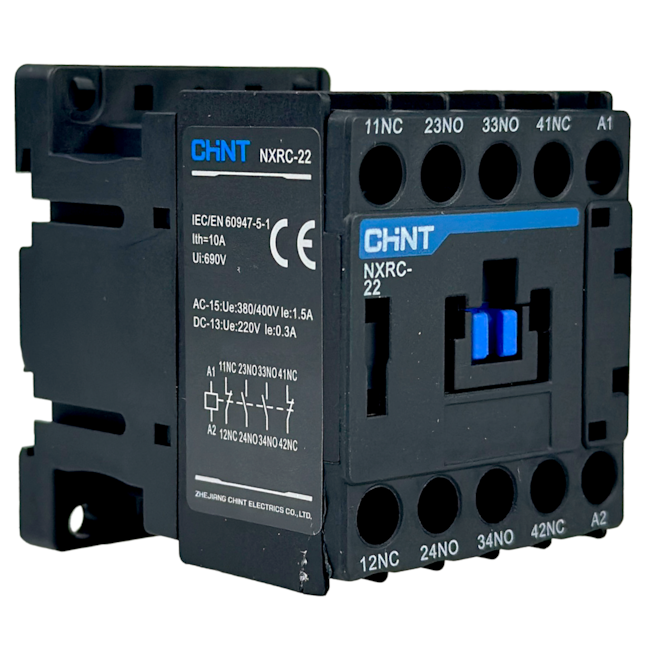 Contator Auxiliar Tetrapolar Chint NXRC-22 24VCA 2NA + 2NF Contator Auxiliar Tetrapolar Chint NXRC-22 24VCA 2NA + 2NF
