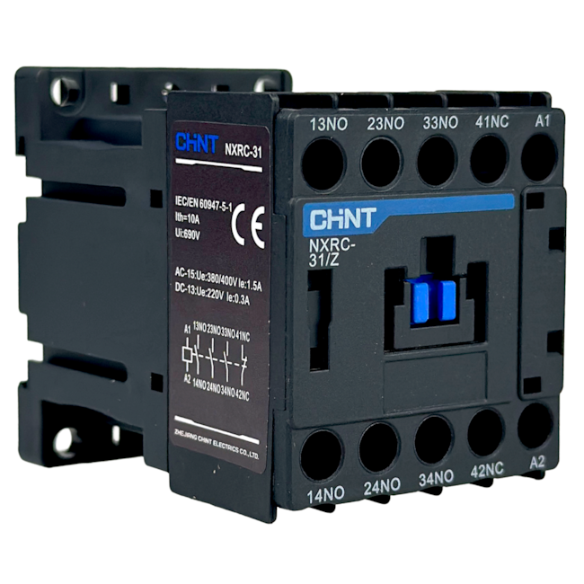 Contator Auxiliar Tetrapolar Chint NXRC-31/Z DC24V 3NA+1NF Contator Auxiliar Tetrapolar Chint NXRC-31/Z DC24V 3NA+1NF