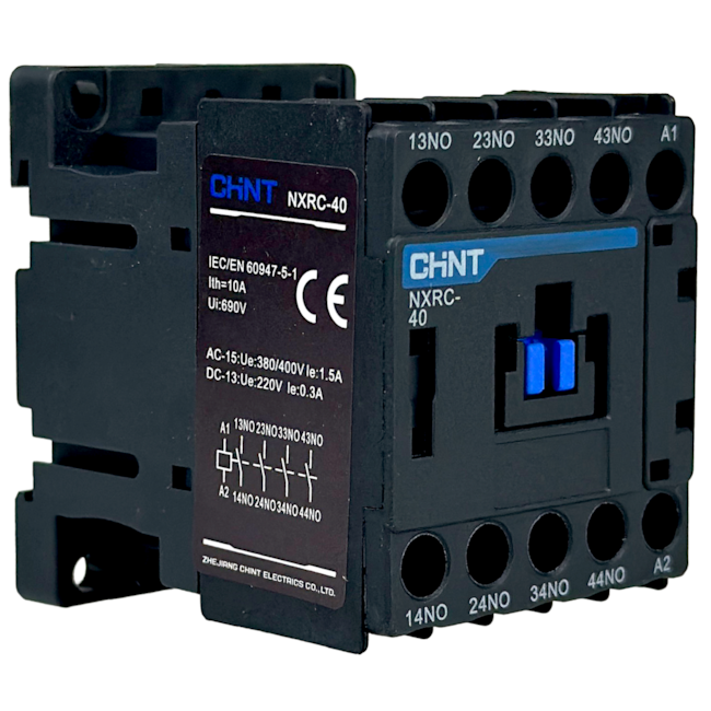 Contator Auxiliar Tetrapolar Chint NXRC-40 220VAC 4NA Contator Auxiliar Tetrapolar Chint NXRC-40 220VAC 4NA