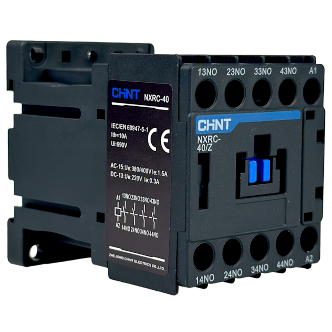 Contator Auxiliar Tetrapolar Chint NXRC-40/Z DC24V 4NA Contator Auxiliar Tetrapolar Chint NXRC-40/Z DC24V 4NA