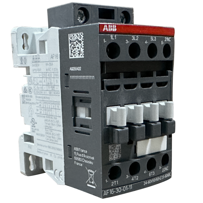 Contator Tripolar ABB AF16-30-01-11 18A 24...60Vca/cc 1NF Contator Tripolar ABB AF16-30-01-11 18A 24...60Vca/cc 1NF