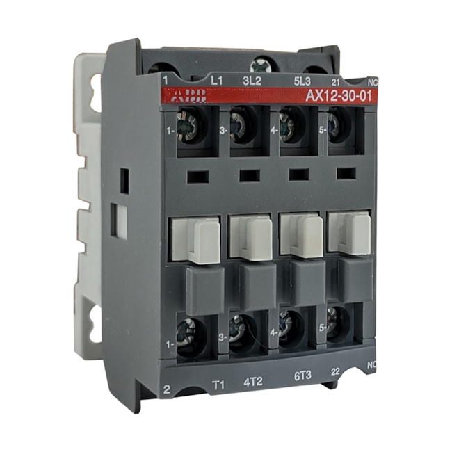 Contator Tripolar ABB AX12-30-01-81 12A 24Vca 1NF Contator Tripolar ABB AX12-30-01-81 12A 24Vca 1NF
