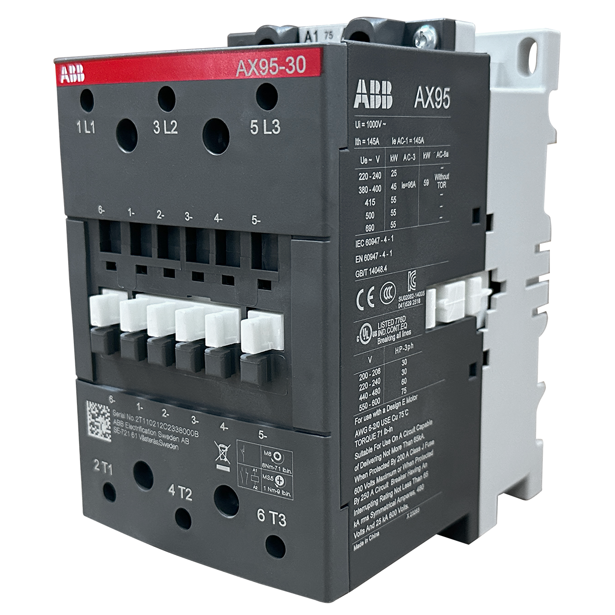 Contator Tripolar ABB AX95-30-11-75 95A 200/220V 1NA+1NF - Alta ...