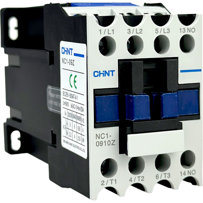 Contator Tripolar Chint NC1-0910Z 24VCC 9A 3NA + 1NA