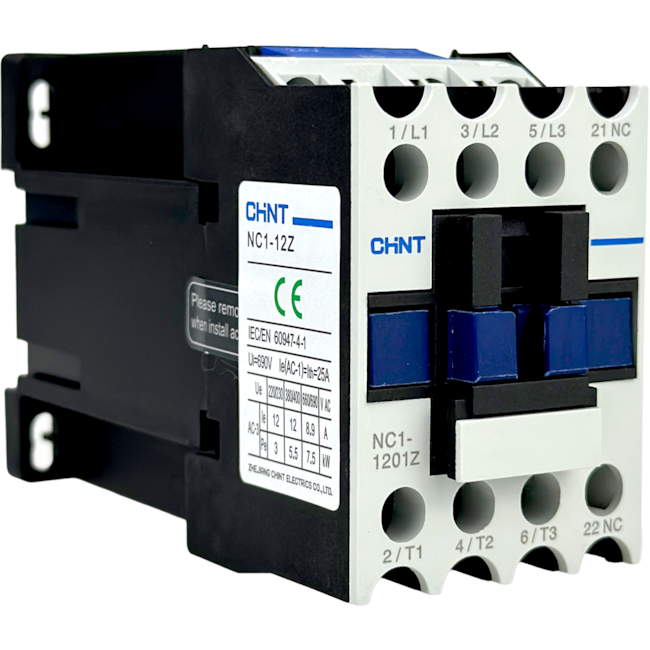 Contator Tripolar Chint NC1-1201Z 24VCC 12A 3NA + 1NF