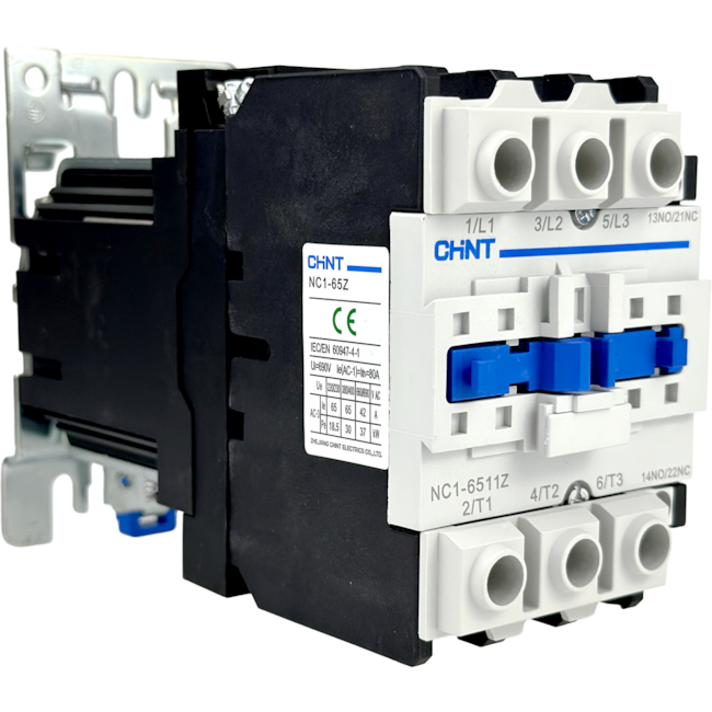 Contator Tripolar Chint NC1-6511Z 24V 65A 3NA + 1NA 1NF Contator Tripolar Chint NC1-6511Z 24V 65A 3NA + 1NA 1NF