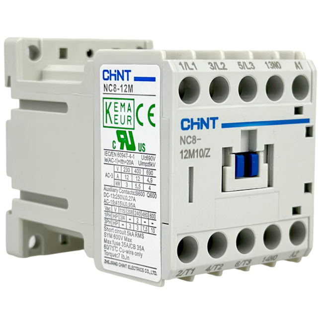 Contator Tripolar Chint NC8-12M10/Z DC24V 12A 3NA + 1NA