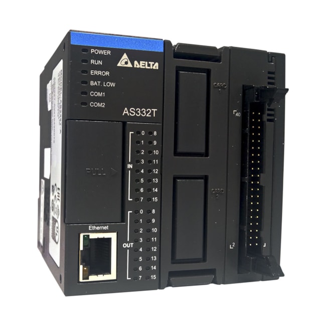 Controlador Lógico Programável Delta AS332T-A NPN 16DI/16DO Controlador Lógico Programável Delta AS332T-A NPN 16DI/16DO
