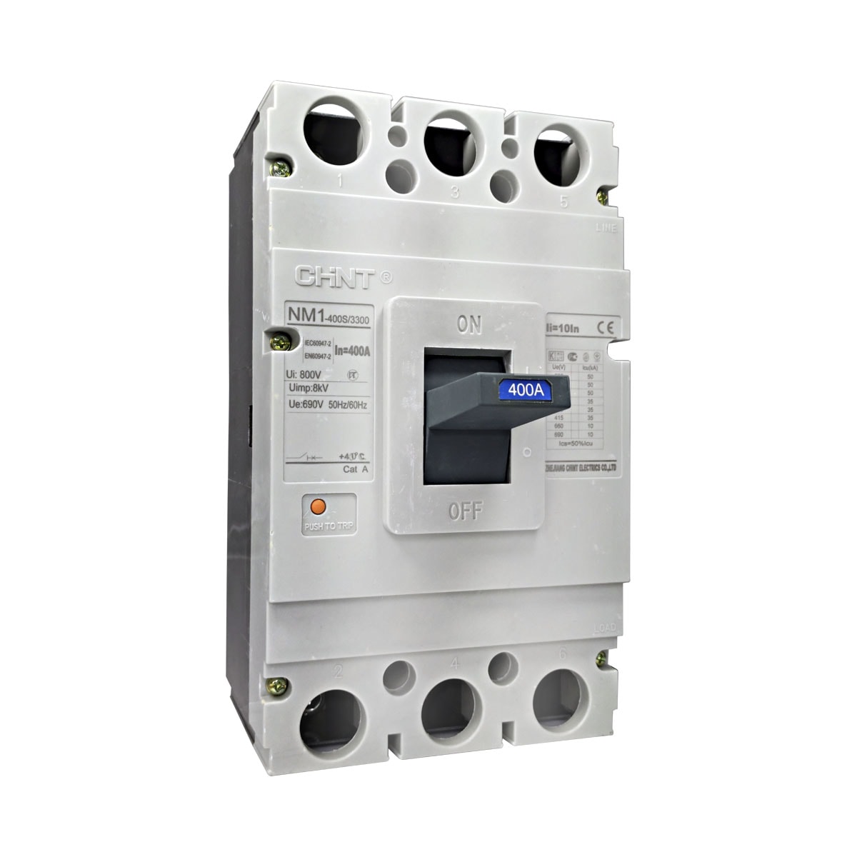 Disjuntor Caixa Moldada | 400A 800V 3 Polos | NM1-400S/3300 | Chint