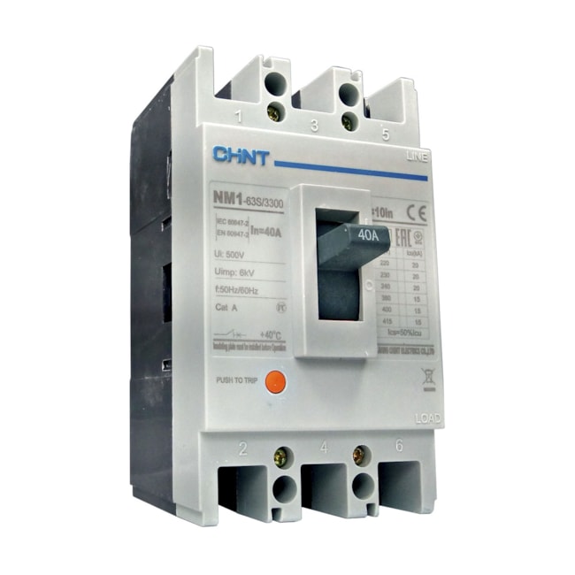 Disjuntor Caixa Moldada 40A Tripolar Chint NM1-63S/3300 Disjuntor Caixa Moldada 40A Tripolar Chint NM1-63S/3300