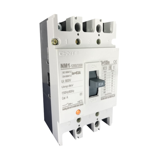 Disjuntor Caixa Moldada 63A Tripolar Chint NM1-125S/3300 Disjuntor Caixa Moldada 63A Tripolar Chint NM1-125S/3300