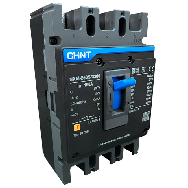 Disjuntor Caixa Moldada Chint Tripolar NXM-250S/3300 160A Disjuntor Caixa Moldada Chint Tripolar NXM-250S/3300 160A