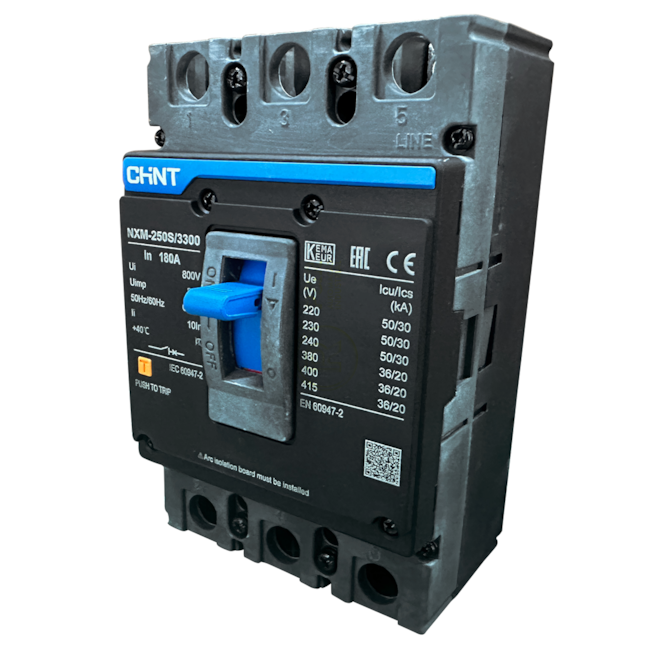 Disjuntor Caixa Moldada Chint Tripolar NXM-250S/3300 180A Disjuntor Caixa Moldada Chint Tripolar NXM-250S/3300 180A