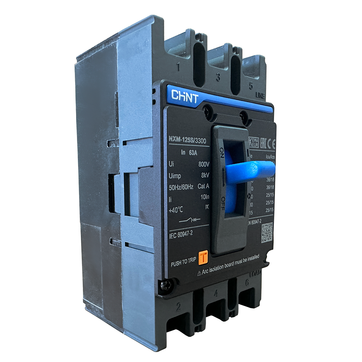 Disjuntor Caixa Moldada Tripolar Chint NXM-125S/3300 - 125A, 800V