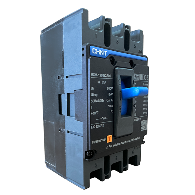 Disjuntor Caixa Moldada Tripolar 63A Chint NXM-125S/3300 Disjuntor Caixa Moldada Tripolar 63A Chint NXM-125S/3300