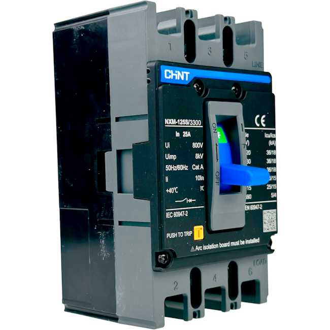 Disjuntor Caixa Moldada Tripolar Chint NXM-125S/3300 25A Disjuntor Caixa Moldada Tripolar Chint NXM-125S/3300 25A