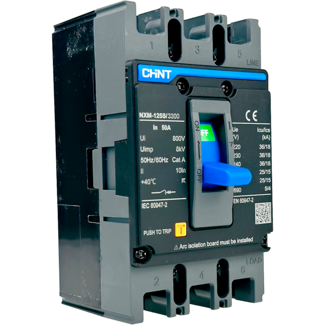 Disjuntor Caixa Moldada Tripolar Chint NXM-125S/3300 50A Disjuntor Caixa Moldada Tripolar Chint NXM-125S/3300 50A