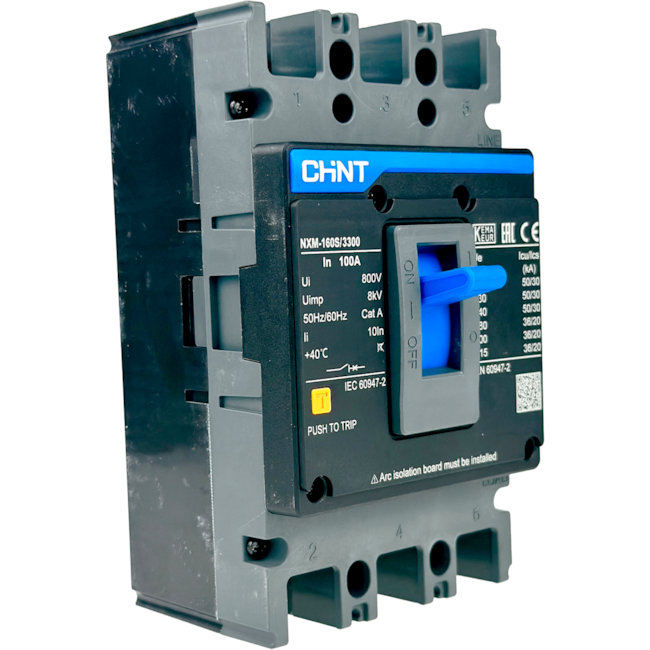 Disjuntor Caixa Moldada Tripolar Chint NXM-160S/3300 100A Disjuntor Caixa Moldada Tripolar Chint NXM-160S/3300 100A