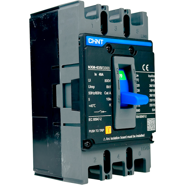 Disjuntor Caixa Moldada Tripolar Chint NXM-63S/3300 40A Disjuntor Caixa Moldada Tripolar Chint NXM-63S/3300 40A