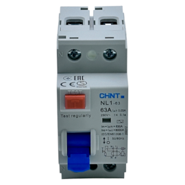 Disjuntor Diferencial Residual DR Bipolar Chint NL1-63 63A
