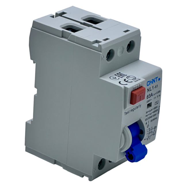 Disjuntor Diferencial Residual DR Bipolar Chint NL1-63 63A Disjuntor Diferencial Residual DR Bipolar Chint NL1-63 63A