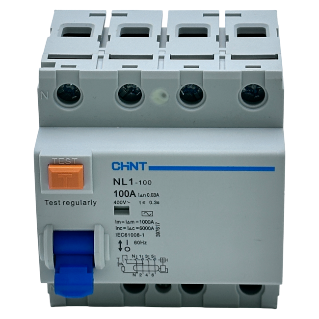 Disjuntor Diferencial Residual DR Chint NL1-100 4P 100A