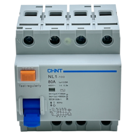 Disjuntor Diferencial Residual DR Chint NL1-100 4P 80A