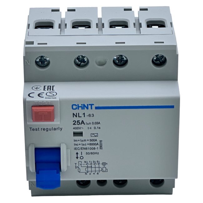 Disjuntor Diferencial Residual Tetrapolar Chint NL1-63 25A