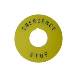 Etiqueta Plastica para Botao de Emergencia "Emergency Stop"
