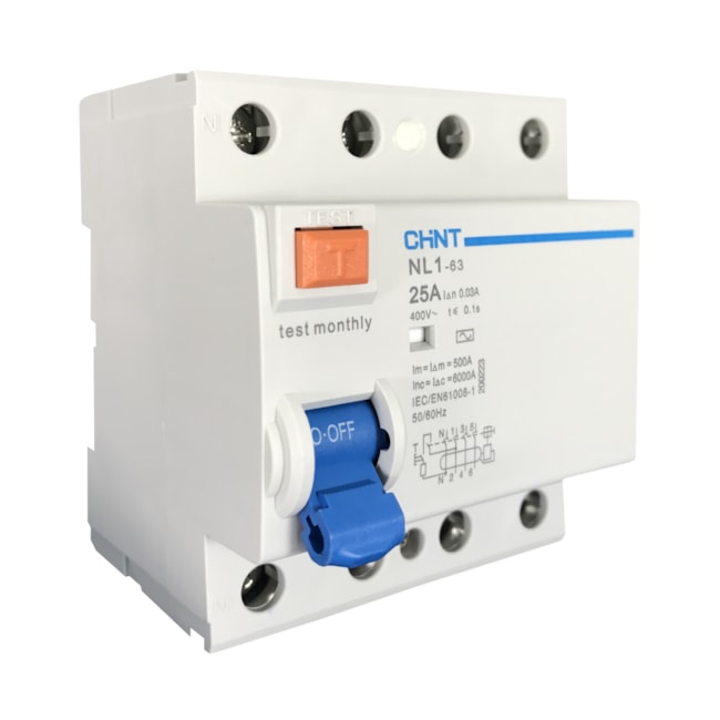Interruptor Diferencial Residual | NL1-63 4P 25A 30mA | Chint Interruptor Diferencial Residual | NL1-63 4P 25A 30mA | Chint