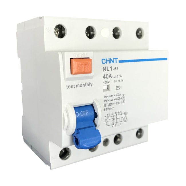 Interruptor Diferencial Residual |NL1-63 4P 40A 300mA | Chint Interruptor Diferencial Residual |NL1-63 4P 40A 300mA | Chint