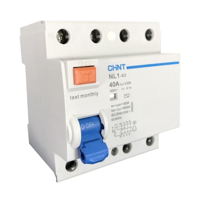 Interruptor Diferencial Residual | NL1-63 4P 40A 30mA | Chint Interruptor Diferencial Residual | NL1-63 4P 40A 30mA | Chint