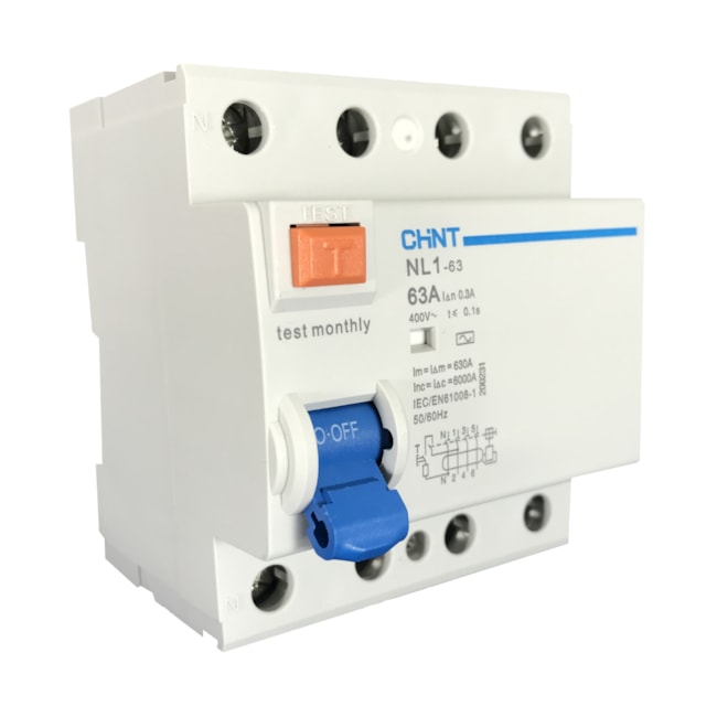 Interruptor Diferencial Residual | NL1-63 4P 63A 300mA | Chint Interruptor Diferencial Residual | NL1-63 4P 63A 300mA | Chint