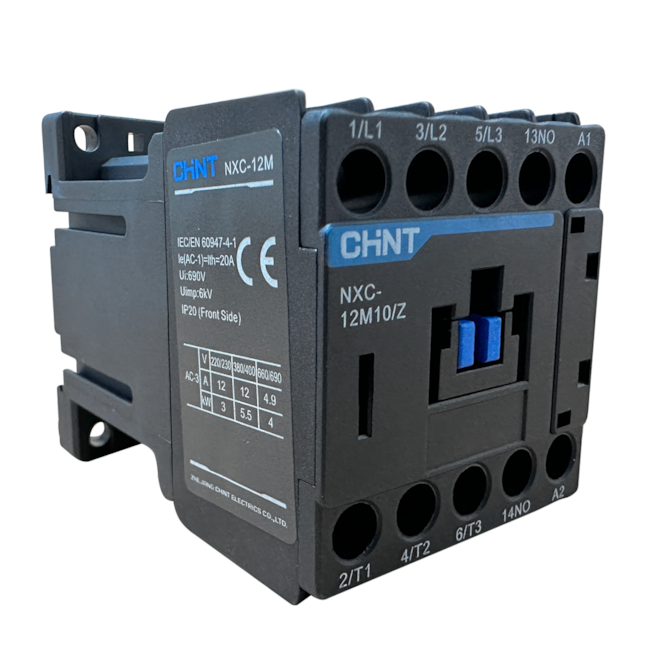 Mini Contator Chint Tripolar 12A 24VDC 1NA NXC-12M10/Z Mini Contator Chint Tripolar 12A 24VDC 1NA NXC-12M10/Z