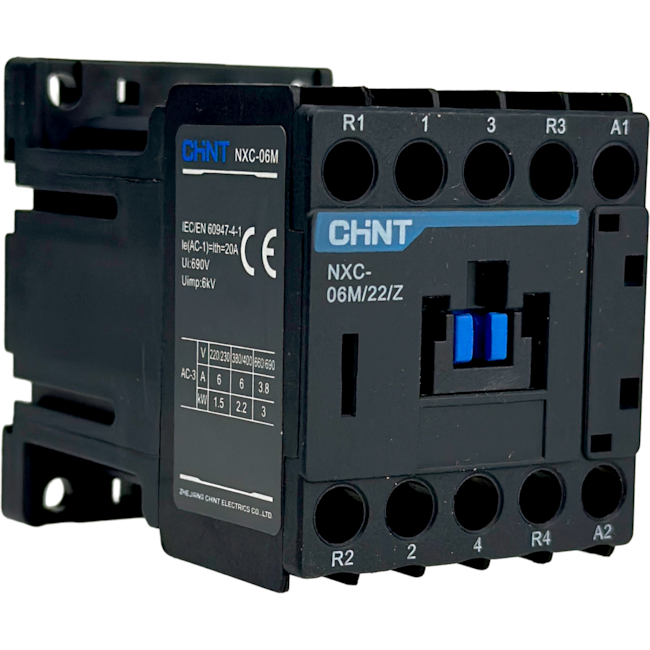 Mini Contator Tetrapolar CHINT 6A NXC-06M/22/Z 24V 2NA+2NF
