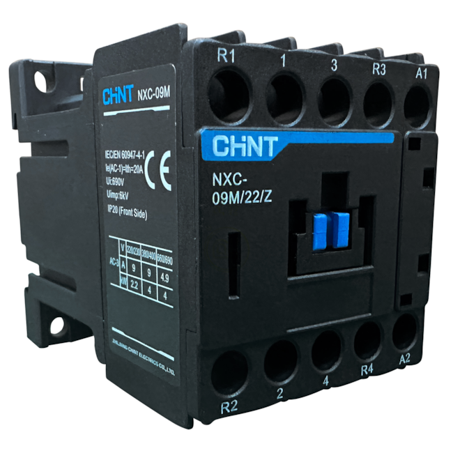 Mini Contator Tetrapolar Chint NXC-09M/22/Z 24V 9A 2NA+2NF