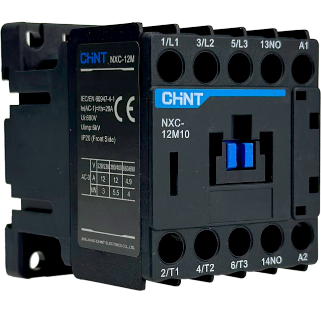 Mini Contator Tripolar Chint 12A NXC-12M10 24V 1NA Mini Contator Tripolar Chint 12A NXC-12M10 24V 1NA