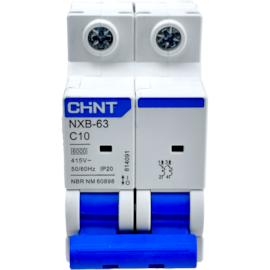 Mini Disjuntor Bipolar Chint 10A NXB-63 2P C10 6kA