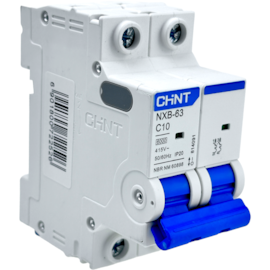 Mini Disjuntor Bipolar Chint 10A NXB-63 2P C10 6kA