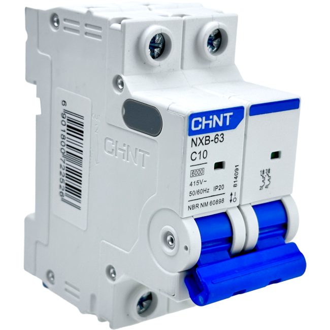 Mini Disjuntor Bipolar Chint 10A NXB-63 2P C10 6kA Mini Disjuntor Bipolar Chint 10A NXB-63 2P C10 6kA