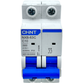 Mini Disjuntor Bipolar Chint 10A NXB-63C 2P C10 3kA