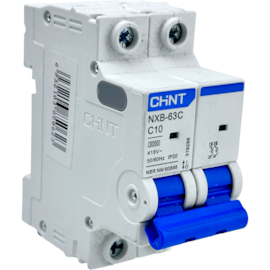 Mini Disjuntor Bipolar Chint 10A NXB-63C 2P C10 3kA