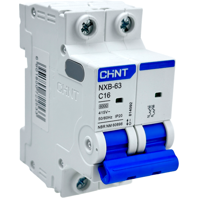 Mini Disjuntor Bipolar Chint 16A NXB-63 2P C16 6kA Mini Disjuntor Bipolar Chint 16A NXB-63 2P C16 6kA